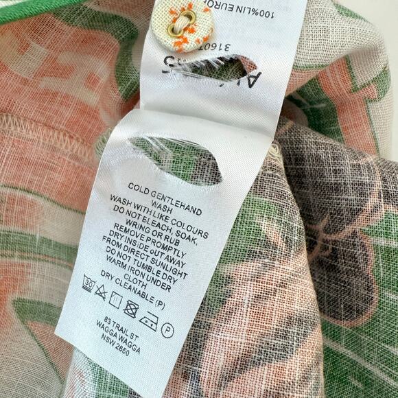 ALEMAIS x Alan Berry Rhys Bungalow Linen Button-Down Shirt Top US 4 Oversized - Picture 13 of 13